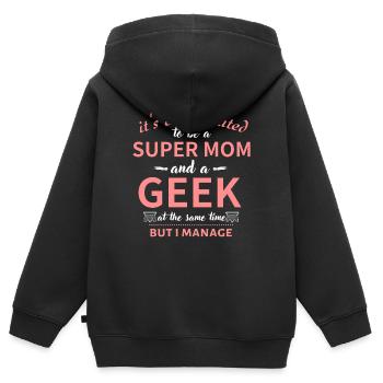 Être maman et geek - Sweat Premium à capuche zippé enfant bio - noir - Dos - AI Model Kid Male (0cm)