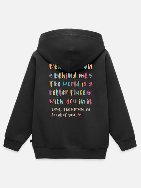 Liebe Person hinter mir - Kinder Premium Organic Zip Hoodie - Schwarz