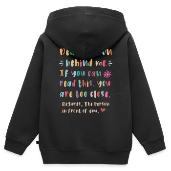 Chère personne derrière moi - Sweat Premium à capuche zippé enfant bio - noir - Dos - AI Model Kid Male (0cm)