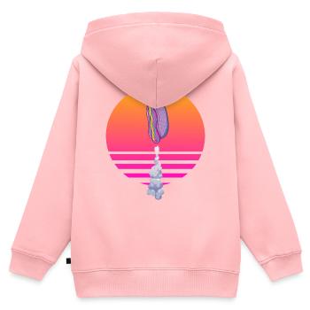 Hot Dog Rakete - Kinder Premium Organic Zip Hoodie - Rosa - Hinten - AI Model Kid Female (0cm)