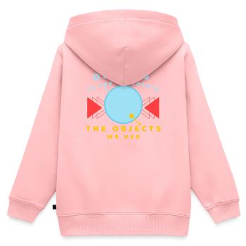 Inventar voll - Kinder Premium Organic Zip Hoodie - Rosa - Hinten - AI Model Kid Female (0cm)