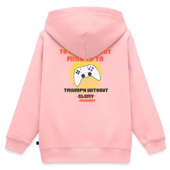 Sans ragequit - Sweat Premium à capuche zippé enfant bio - rose - Dos - AI Model Kid Female (0cm)