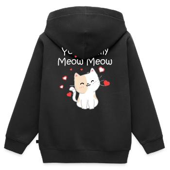 Katzenchat Miau-Paare verliebt Liebesbeweis - Kinder Premium Organic Zip Hoodie - Schwarz - Hinten - AI Model Kid Male (0cm)