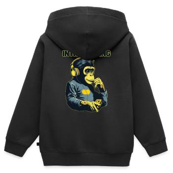 Faszinierende Beats - Interessanter Affe - Kinder Premium Organic Zip Hoodie - Schwarz - Hinten - AI Model Kid Male (0cm)