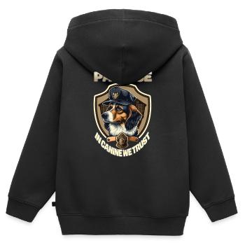 Pfotenläuse bei Hunden, denen wir vertrauen - Polizeihund - Kinder Premium Organic Zip Hoodie - Schwarz - Hinten - AI Model Kid Male (0cm)