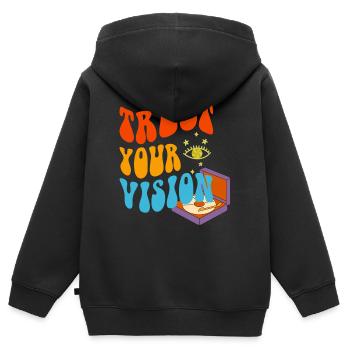 Platine vinyle Trust Your Vision - Sweat Premium à capuche zippé enfant bio - noir - Dos - AI Model Kid Male (0cm)