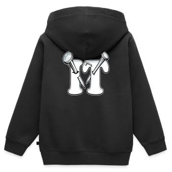 Überflieger - im wahrsten Sinne des Wortes auf den Punkt gebracht - Kinder Premium Organic Zip Hoodie - Schwarz - Hinten - AI Model Kid Male (0cm)