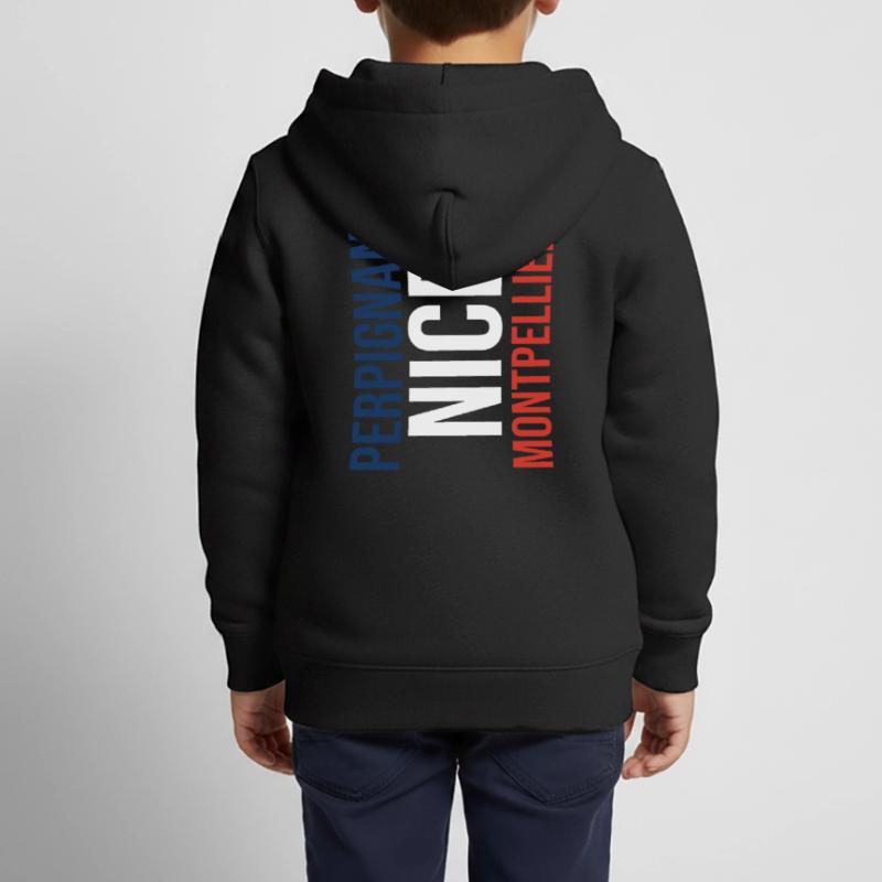 Perpignan Nice Montpellier Pull Pull Sweat Premium à capuche zippé enfant bio