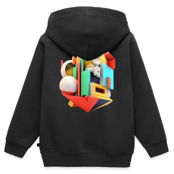 ..3D - Sweat Premium à capuche zippé enfant bio - noir - Dos - AI Model Kid Male (0cm)