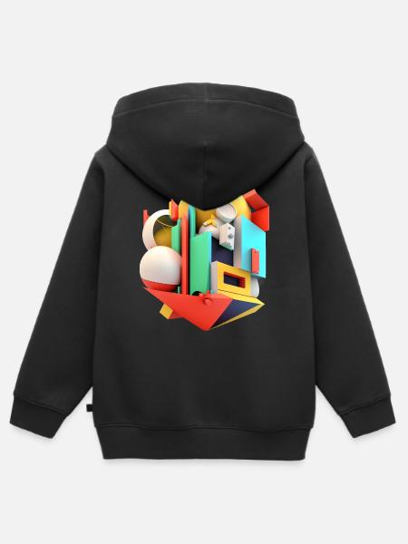 3D - Kinder Premium Organic Zip Hoodie - Schwarz