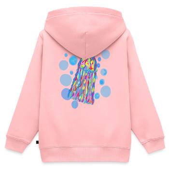 Méduses colorées - Sweat Premium à capuche zippé enfant bio - rose - Dos - AI Model Kid Female (0cm)