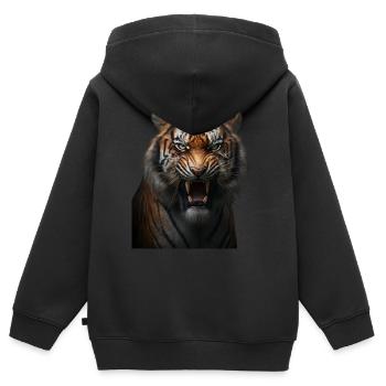 Starker Tiger mit einem wütenden Ausdruck wild - Kinder Premium Organic Zip Hoodie - Schwarz - Hinten - AI Model Kid Male (0cm)
