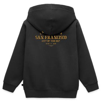 San Francisco - Sweat Premium à capuche zippé enfant bio - noir - Dos - AI Model Kid Male (0cm)
