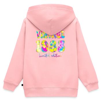 Vintage 1983 Limited Edition Batik, Geburtstag gif - Kinder Premium Organic Zip Hoodie - Rosa - Hinten - AI Model Kid Female (0cm)