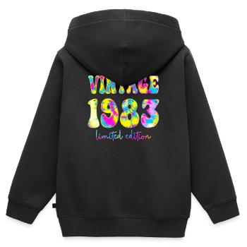 Vintage 1983 Limited Edition Batik, Geburtstag gif - Kinder Premium Organic Zip Hoodie - Schwarz - Hinten - AI Model Kid Male (0cm)