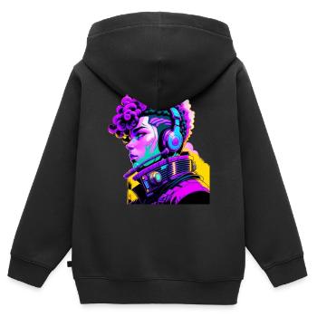 Musik Cyborg Headset - Kinder Premium Organic Zip Hoodie - Schwarz - Hinten - AI Model Kid Male (0cm)