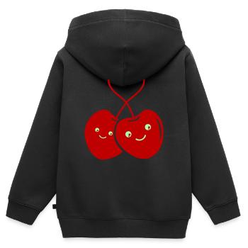 kirschen verliebt - Kinder Premium Organic Zip Hoodie - Schwarz - Hinten - AI Model Kid Male (0cm)