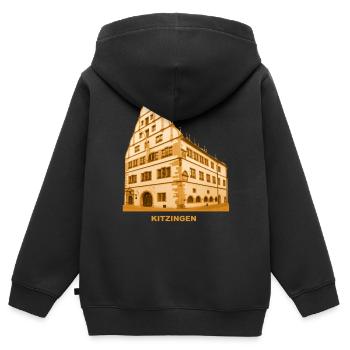 Hôtel de ville de Kitzingen, Basse-Franconie, Bavière - Sweat Premium à capuche zippé enfant bio - noir - Dos - AI Model Kid Male (0cm)
