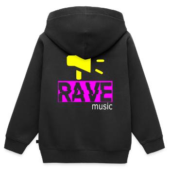 Musique rave - Sweat Premium à capuche zippé enfant bio - noir - Dos - AI Model Kid Male (0cm)