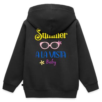Sommerferien - Summer Vibes - Kinder Premium Organic Zip Hoodie - Schwarz - Hinten - AI Model Kid Male (0cm)