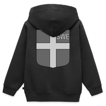 DEU Taktischer Schild - Kinder Premium Organic Zip Hoodie - Schwarz - Hinten - AI Model Kid Male (0cm)