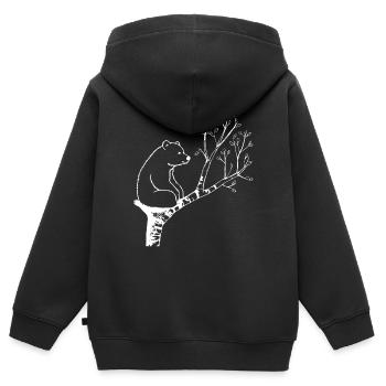 Guter Bär verträumt auf Baum - Kinder Premium Organic Zip Hoodie - Schwarz - Hinten - AI Model Kid Male (0cm)