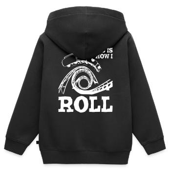 Voici comment je lance des montagnes russes1 - Sweat Premium à capuche zippé enfant bio - noir - Dos - AI Model Kid Male (0cm)