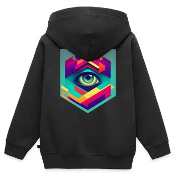 Retro 2 cut - Kinder Premium Organic Zip Hoodie - Schwarz - Hinten - AI Model Kid Male (0cm)