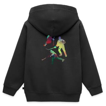 Eishockey, Hockey, Graffiti, bunt, stencil - Kinder Premium Organic Zip Hoodie - Schwarz - Hinten - AI Model Kid Male (0cm)