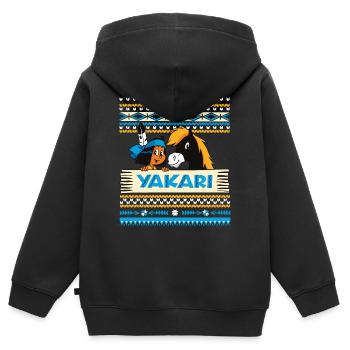 Yakari Et Petit-Tonnerre Ugly Christmas Design - Sweat Premium à capuche zippé enfant bio - noir - Dos - AI Model Kid Male (0cm)