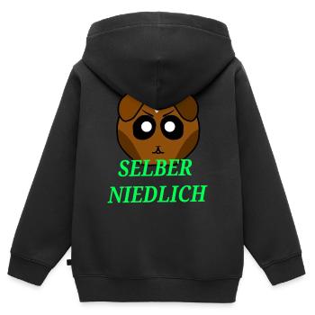 Süßes Meerschweinchen mit Spruch - Kinder Premium Organic Zip Hoodie - Schwarz - Hinten - AI Model Kid Male (0cm)