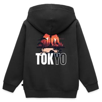 Kanji-Chic - Kinder Premium Organic Zip Hoodie - Schwarz - Hinten - AI Model Kid Male (0cm)