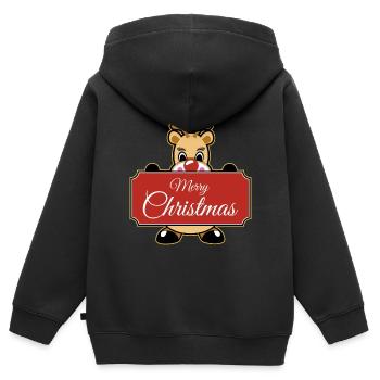 XMAS - Kinder Premium Organic Zip Hoodie - Schwarz - Hinten - AI Model Kid Male (0cm)