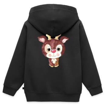 Rudolph das Rentier - Kinder Premium Organic Zip Hoodie - Schwarz - Hinten - AI Model Kid Male (0cm)