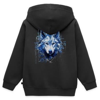 Wolf T-Shirt Wölfe Wolfsrudel Tierliebhaber - Kinder Premium Organic Zip Hoodie - Schwarz - Hinten - AI Model Kid Male (0cm)