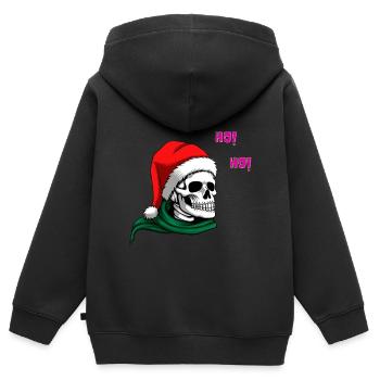 Skelton HO! HO! HO! | XMAS - Kinder Premium Organic Zip Hoodie - Schwarz - Hinten - AI Model Kid Male (0cm)