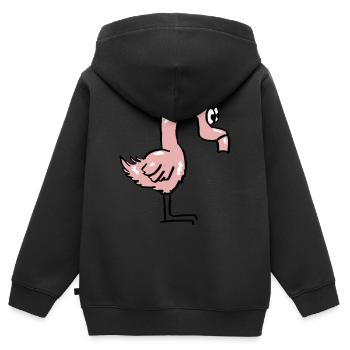 Mega trockener und lustiger Flamingo - Kinder Premium Organic Zip Hoodie - Schwarz - Hinten - AI Model Kid Male (0cm)