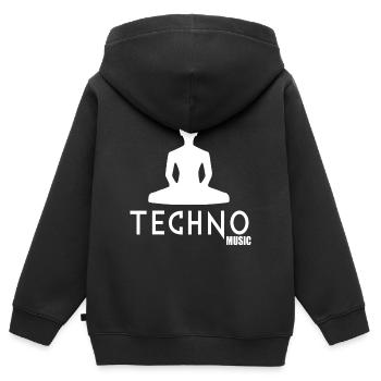 Musique techno - Sweat Premium à capuche zippé enfant bio - noir - Dos - AI Model Kid Male (0cm)