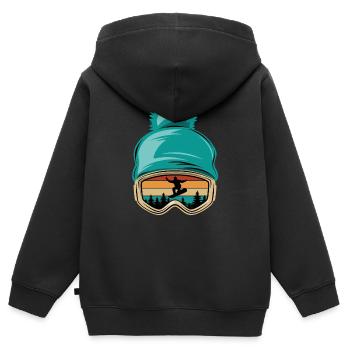 Snowboard, Halfpipe, Wintersport, Skibrille - Kinder Premium Organic Zip Hoodie - Schwarz - Hinten - AI Model Kid Male (0cm)
