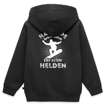 Snowboard, Halfpipe, Wintersport, echte Helden - Kinder Premium Organic Zip Hoodie - Schwarz - Hinten - AI Model Kid Male (0cm)