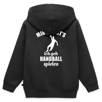 Mir reicht's ich geh Handball spielen - Kinder Premium Organic Zip Hoodie - Schwarz - Hinten - AI Model Kid Male (0cm)