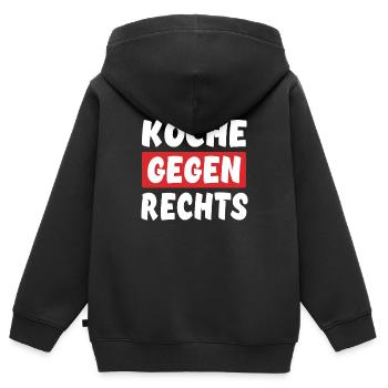 Köche Gegen Rechts - Rechts Nein Danke - Kinder Premium Organic Zip Hoodie - Schwarz - Hinten - AI Model Kid Male (0cm)