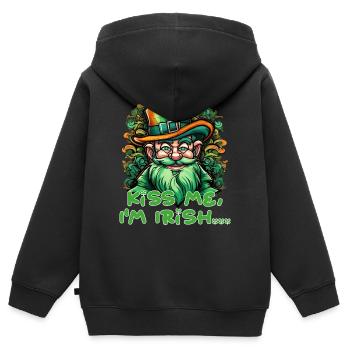 St. Patrick´s Day Kiss me I´m irish Leprechaun - Kinder Premium Organic Zip Hoodie - Schwarz - Hinten - AI Model Kid Male (0cm)