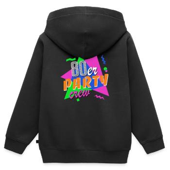 80er Party Crew - 80er Jahre - bunt + verrückt - Kinder Premium Organic Zip Hoodie - Schwarz - Hinten - AI Model Kid Male (0cm)