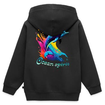 Geist des Ozeans. Delfin - Kinder Premium Organic Zip Hoodie - Schwarz - Hinten - AI Model Kid Male (0cm)