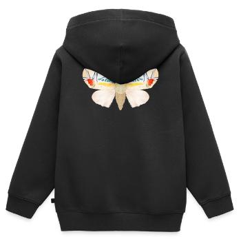 Baorisa hieroglyphica papillon rare - Sweat Premium à capuche zippé enfant bio - noir - Dos - AI Model Kid Male (0cm)