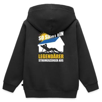 So sieht ein legendärer Stromerzeuger aus - Solar - Kinder Premium Organic Zip Hoodie - Schwarz - Hinten - AI Model Kid Male (0cm)