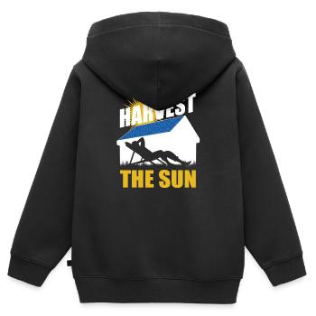 Harvest the sun - Photovoltaik - Solarenergie - Kinder Premium Organic Zip Hoodie - Schwarz - Hinten - AI Model Kid Male (0cm)
