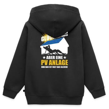 Glück kann man nicht kaufen aber eine PV Anlage - Kinder Premium Organic Zip Hoodie - Schwarz - Hinten - AI Model Kid Male (0cm)