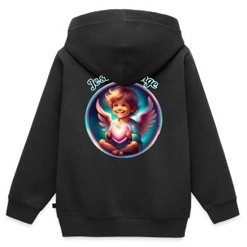 Je suis un Ange - Sweat Premium à capuche zippé enfant bio - noir - Dos - AI Model Kid Male (0cm)